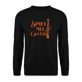 Klarinette - Spiel mit Gefühl für Klarinettistin - Unisex Pullover - Schwarz - Vorne - Alina (178cm) & Michal (187cm)