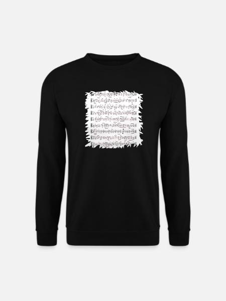 Schwarzweiß Notenblatt mit Rand - Unisex Pullover - Schwarz