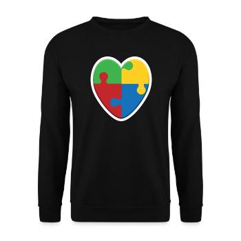Autism Heart Puzzle - Unisex Sweatshirt - black - Front - Alina (178cm) & Michal (187cm)