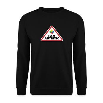 I am Autistic: Puzzle-Symbol Design - Unisex Pullover - Schwarz - Vorne - Alina (178cm) & Michal (187cm)