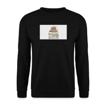 Natürlich Sixpack Kühlschrank Spruch - Unisex Pullover - Schwarz - Vorne - Alina (178cm) & Michal (187cm)