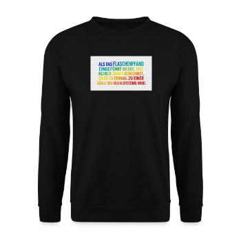 Flaschenpfand als Säule des Systems - Unisex Pullover - Schwarz - Vorne - Alina (178cm) & Michal (187cm)