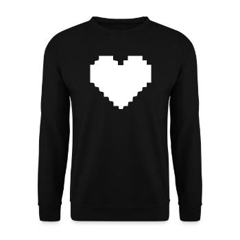 Weißes Herz weiß Pixelherz Geschenk  - Unisex Pullover - Schwarz - Vorne - Alina (178cm) & Michal (187cm)