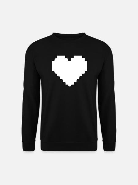 White Heart White Pixel Heart Gift - Unisex Sweatshirt - black