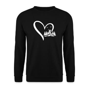 Randonnée Lover Montagne Randonnée Cœur Amoureuse de la Montagne - Sweat-shirt Unisexe - noir - Devant - Alina (178cm) & Michal (187cm)