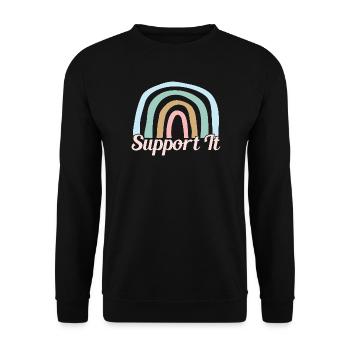 Social Worker Quote Support It Social Work - Unisex Pullover - Schwarz - Vorne - Alina (178cm) & Michal (187cm)