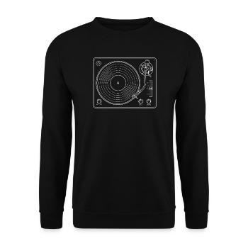 Vinyl Record Player Retro Sketch Music DJ - Unisex Sweatshirt - black - Front - Alina (178cm) & Michal (187cm)