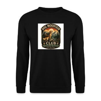 Dog Mountain Club – Vintage Outdoor T-Shirt für Hu - Unisex Pullover - Schwarz - Vorne - Alina (178cm) & Michal (187cm)