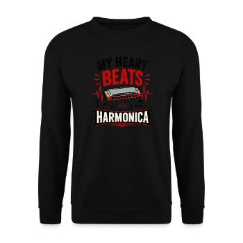 Instrument Harmonica Music Heartbeat - Unisex Sweatshirt - black - Front - Alina (178cm) & Michal (187cm)