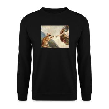 Chat gifle la main de Dieu Mème des chats drôles - Sweat-shirt Unisexe - noir - Devant - Alina (178cm) & Michal (187cm)