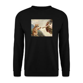 Chat gifle la main de Dieu Mème des chats drôles - Sweat-shirt Unisexe - noir - Devant - Alina (178cm) & Michal (187cm)