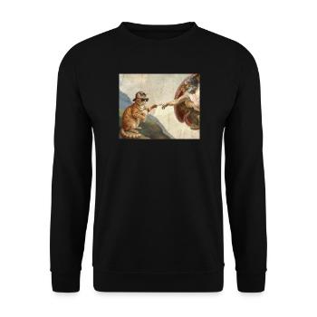 Chat gifle la main de Dieu Mème des chats drôles - Sweat-shirt Unisexe - noir - Devant - Alina (178cm) & Michal (187cm)