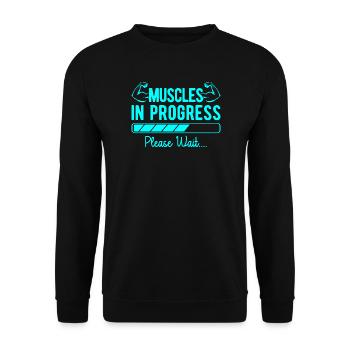 Fitness Motivation Bodybuilder Muscles In Progress - Unisex Pullover - Schwarz - Vorne - Alina (178cm) & Michal (187cm)