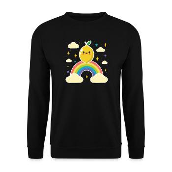 Kawaii Zitronenregenbogen - Unisex Pullover - Schwarz - Vorne - Alina (178cm) & Michal (187cm)