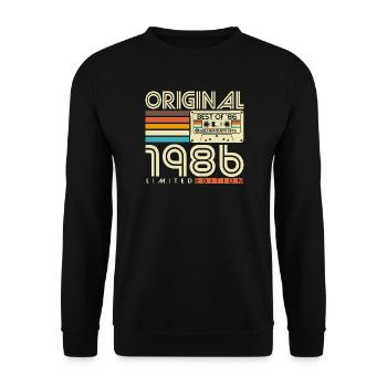 Original 1986 Jahrgang Vintage Geburtstag Retro - Unisex Pullover - Schwarz - Vorne - Alina (178cm) & Michal (187cm)