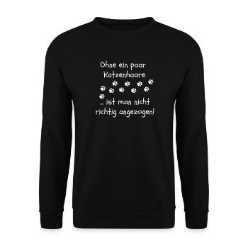 OHNE KATZENHAARE, KATZE, CATLOVER, KATZEN, CAT - Unisex Pullover - Schwarz - Vorne - Alina (178cm) & Michal (187cm)