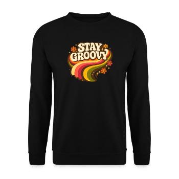 Stay Groovy Rainbow - Unisex Pullover - Schwarz - Vorne - Alina (178cm) & Michal (187cm)
