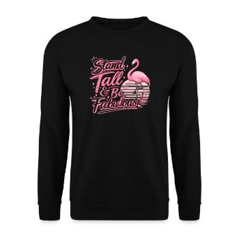 Stand Tall Be Great Flamingo Inspirational - Unisex Sweatshirt - black - Front - Alina (178cm) & Michal (187cm)