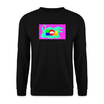 Geometrische Farbblock Collage Neon - Unisex Pullover - Schwarz - Vorne - Alina (178cm) & Michal (187cm)