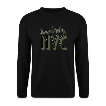 NYC Skyline Silhouette - Unisex Pullover - Schwarz - Vorne - Alina (178cm) & Michal (187cm)