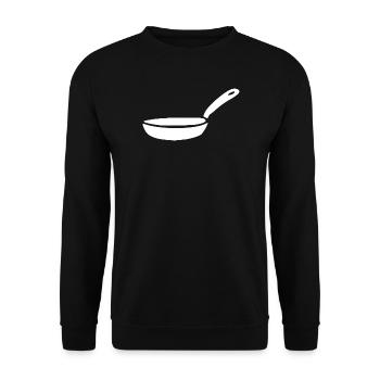 Pfanne Topf kochen Symbol weiß Geschenk Koch  - Unisex Pullover - Schwarz - Vorne - Alina (178cm) & Michal (187cm)