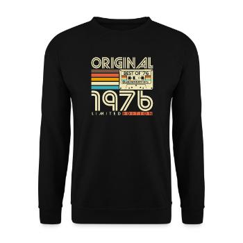Cadeau d’anniversaire vintage original de 1976 - Sweat-shirt Unisexe - noir - Devant - Alina (178cm) & Michal (187cm)