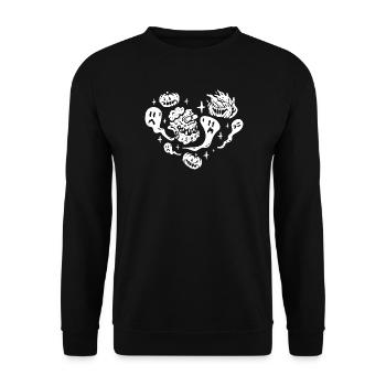 Cœur d’Halloween avec Fantôme Citrouille d’Halloween - Sweat-shirt Unisexe - noir - Devant - Alina (178cm) & Michal (187cm)