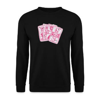 Jass-Karten Schweiz - Unisex Pullover - Schwarz - Vorne - Alina (178cm) & Michal (187cm)