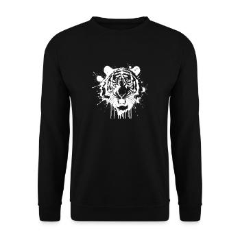 Tigre éclaboussé monochrome Blanc - Sweat-shirt Unisexe - noir - Devant - Alina (178cm) & Michal (187cm)