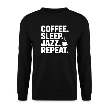Coffee. Sleep. Jazz. Repeat. - Unisex Sweatshirt - black - Front - Alina (178cm) & Michal (187cm)