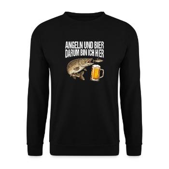 Hecht Angeln Und Bier - Unisex Pullover - Schwarz - Vorne - Alina (178cm) & Michal (187cm)