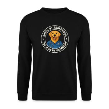 Krankenschwester von Beruf, Hundemutter aus Obsession - Unisex Pullover - Schwarz - Vorne - Alina (178cm) & Michal (187cm)
