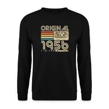 1956 Geburtstag Retro Jahrgang Vintage Geschenk - Unisex Pullover - Schwarz - Vorne - Alina (178cm) & Michal (187cm)