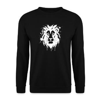 White Lion Splatter-Farbe - Unisex Pullover - Schwarz - Vorne - Alina (178cm) & Michal (187cm)