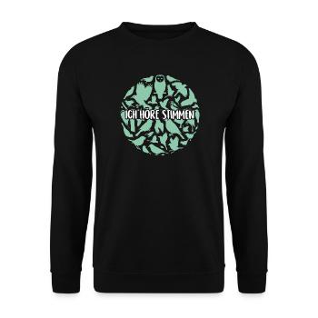 Vogelsilhouetten Vogelstimmen - Unisex Pullover - Schwarz - Vorne - Alina (178cm) & Michal (187cm)