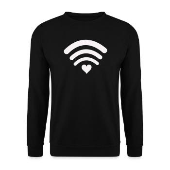 WLANLiebe Herz-Wifi Design - Unisex Pullover - Schwarz - Vorne - Alina (178cm) & Michal (187cm)