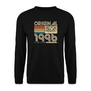 1996 Geburtstag Retro Jahrgang Vintage Geschenk - Unisex Pullover - Schwarz - Vorne - Alina (178cm) & Michal (187cm)