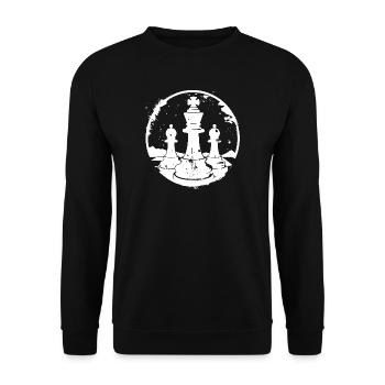 Schachfiguren Skizze - Unisex Pullover - Schwarz - Vorne - Alina (178cm) & Michal (187cm)
