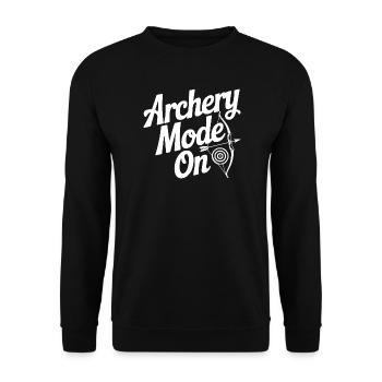 Bogenschießmodus An - Unisex Pullover - Schwarz - Vorne - Alina (178cm) & Michal (187cm)
