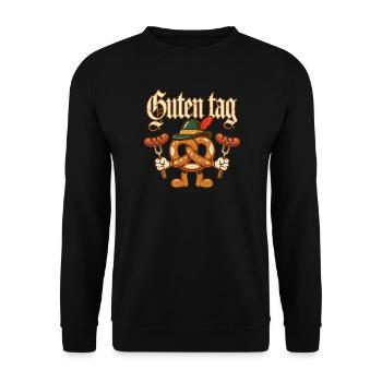 Guten Tag Pretzel Mascot - Unisex Sweatshirt - black - Front - Alina (178cm) & Michal (187cm)