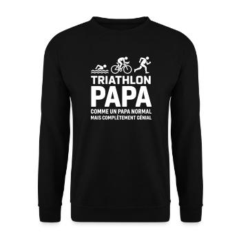 Humour Papa Triathlète - Cadeau Idéal  - Sweat-shirt Unisexe - noir - Devant - Alina (178cm) & Michal (187cm)