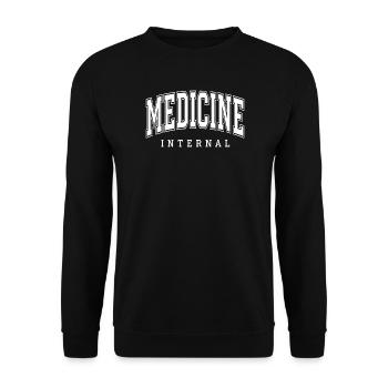 Medizinstudierenden-Geschenk für Innere Medizin - Unisex Pullover - Schwarz - Vorne - Alina (178cm) & Michal (187cm)