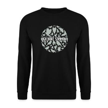 Ich höre Stimmen - Unisex Pullover - Schwarz - Vorne - Alina (178cm) & Michal (187cm)