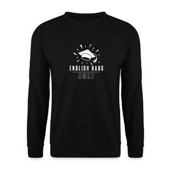 Endlich Raus 2027 – Doktorhut Abschluss Vektor - Unisex Pullover - Schwarz - Vorne - Alina (178cm) & Michal (187cm)