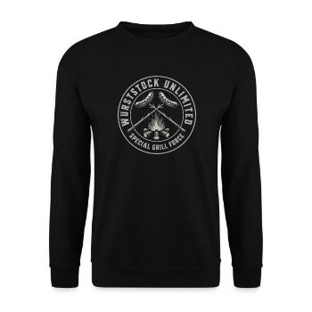 Wurststock Grill - Unisex Pullover - Schwarz - Vorne - Alina (178cm) & Michal (187cm)