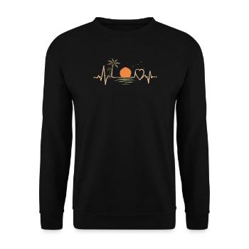 T-shirt Battement De Cœur Plage Soleil - Sweat-shirt Unisexe - noir - Devant - Alina (178cm) & Michal (187cm)
