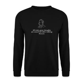 Nietzsche Walks of Wisdom quote - Unisex Sweatshirt - black - Front - Alina (178cm) & Michal (187cm)