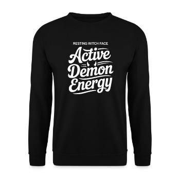 Active Demon Energy Typography - Unisex Sweatshirt - black - Front - Alina (178cm) & Michal (187cm)