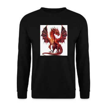 Feuerroter Drachen-Aquarell - Unisex Pullover - Schwarz - Vorne - Alina (178cm) & Michal (187cm)