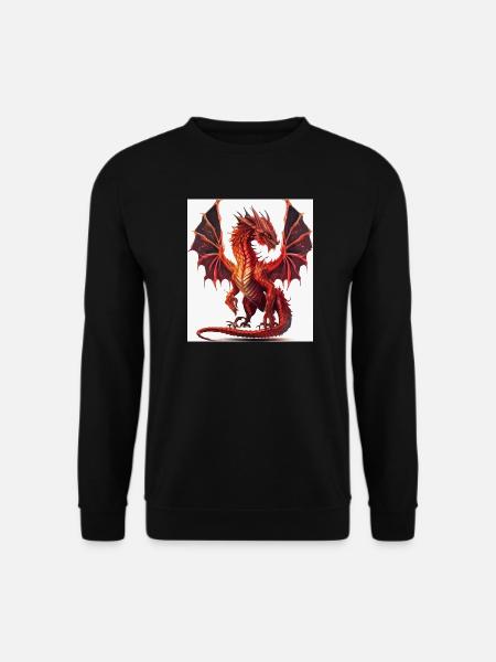 Feuerroter Drachen-Aquarell - Unisex Pullover - Schwarz